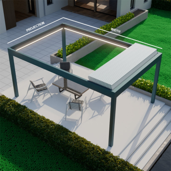 Pinela Deluxe Plus Terrassenüberdachung Terrassendach mit Cabrio-Effekt